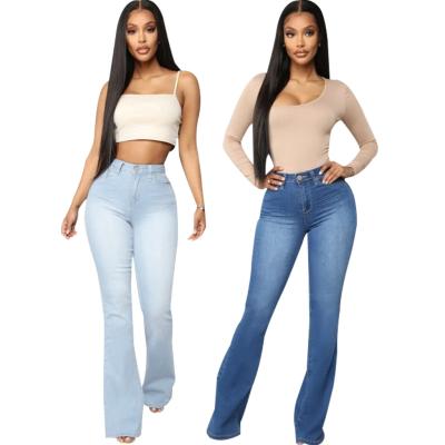 China Rocket Wash High Waist Tight Breathable Wide Leg Denim Casual Pants Plus Size Bell Bottom Lattice For Women for sale