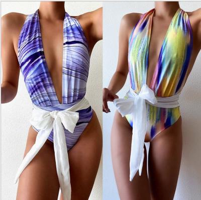 China 2021 New Arrivals Breathable Tie Dye Bandage Breathable One Piece Swimsuit Swimwear for sale