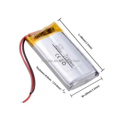 China Toys 802040 700mAh 3.7v Lipo Rechargeable Li-polymer Battery For Smart Keeper Camera Dash Cam for sale