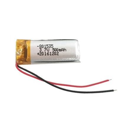 China Hubats toys customized 801535 rechargeable 500mAh 3.7v lithium polymer battery for consumer electronics for sale