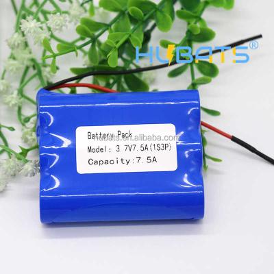 China Home Appliances 7500mAh 3.7V Lithium-ion 18650 Battery Pack 1S3P with BMS for Industrial Instruments Small Electric Model for sale