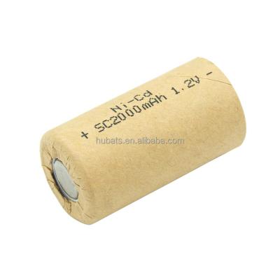 China Power Tools Sc 2000mAh 1.2V 10C Ni-Cd Rechargeable Battery Sub C Cadmium Nickel Cell For Power Tool Drill for sale