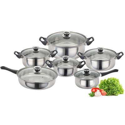 China Sustainable Stainless Steel Cookware Set Frying Pots Pan Casserole Cooking Saute Steak Pan Kitchen Cooking Set With Lids Kitchenware for sale