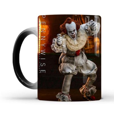 China New viable foreign trade pennywise clown back to the soul mug reaction coffee color-changing ceramic thermal tea mug for sale