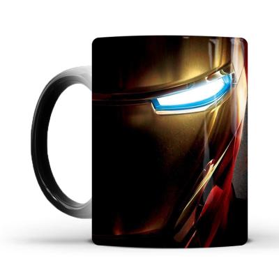 China Viable Creative Color-changing Magic Mug Reaction Ceramic Mug Iron Man Thermal Tea Coffee Mug Sublimation for sale