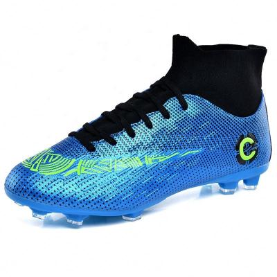 China Fashion Trend Adult Youth Soccer Sneakers Long Spikes High Top Socks Turf Elastic Soccer Shoes For Man for sale