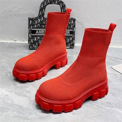 China R2808-wholesale breathable knitting winter boots women warm Martin boots women's casual shoes for sale