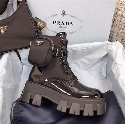 China Fashion trend new purse pocket ankle boots with increase wind leather British speed thick soled ankle boots for sale