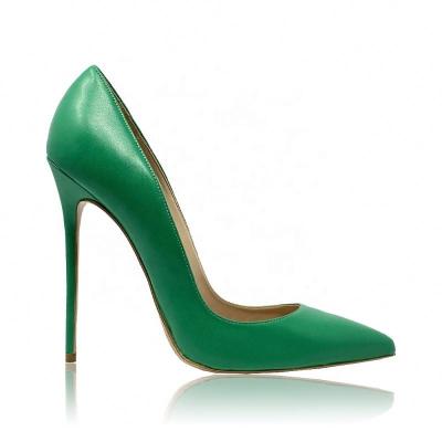 China Lady Style Women Pumps Light Classic Sexy Green Custom Color Genuine Leather Shoes With High Heels for sale