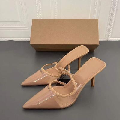 China Outdoor pumps women shoes women stiletto sandals elegant sexy nude transparent stiletto high heels fashion new arrival fashion trend for sale