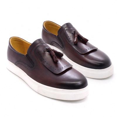 China Wholesale Fashion Trend Handmade Slow Wind Sports Men's Shoes Genuine Leather Slip On Sneakers Breathable Sports Shoes Factory Stock for sale