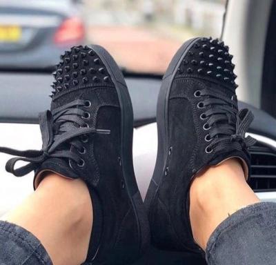 China Wholesale fashion trend black with spikes brand red bottom men shoes genuine leather famous brands for women designer luxury sneakers for sale