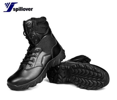 China Leather + Microfiber Oxford Cloth Safety Boots Black Zipper Boots Tactical Boots for sale