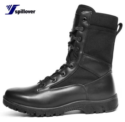 China New High Quality Black Cowhide Leather Combat Boots Leather Rubber Tactical Boots for sale