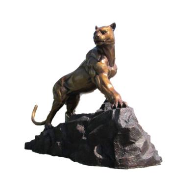 China Europe Customized Large Life Size Black Brass Bronze Metal Gold Leopard Animal Sculpture for sale