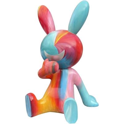 China Factory Customized Fiberglass Europe Contemporary Folk Art Animal Art Ornaments Rabbit Sculpture High Quality Ornaments for sale