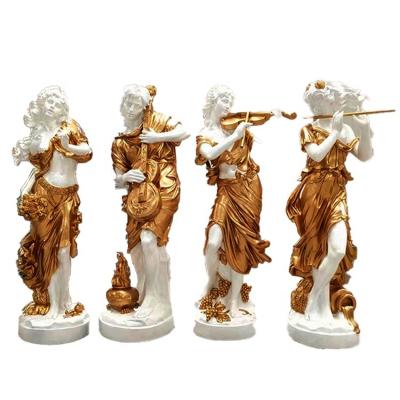 China Western Europe figures, fiberglass sculptures, European style blowing, pulling, playing, singing, creative outdoor courtyard decoration for sale