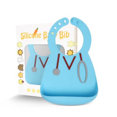 China BPA Free Silicone Bib Wholesale Printed Custom Logo Waterproof Toddler Silicone Baby Bibs for sale