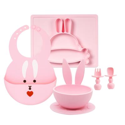 China New Arrivals Baby Animal Elements 4-Pack Christmas Gift Silicone Feeding Set Kids Dining Kit Dinnerware Set for sale