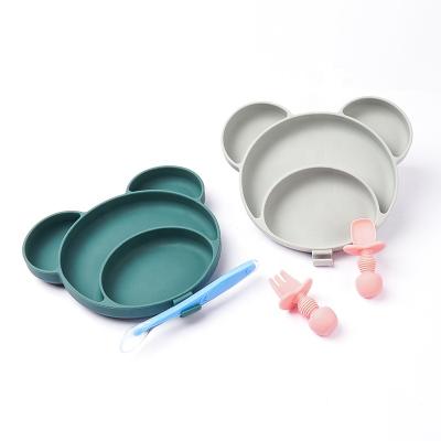 China Non-Toxic Silicone Dish Children Baby Kids Silicone Suction Food Feeding Dinner Rolls Dishes for sale