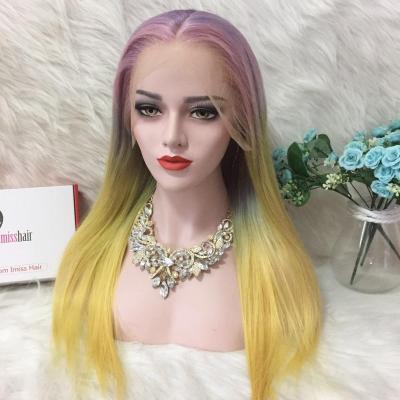 China Silky Straight Transparent Lace Colored Hair Wig Brazilian Wave Cuticle Aligned Bright Colored Lace Front Virgin Hair Wigs for sale