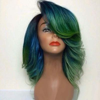 China Brazilian Dark Green Lace Front Wig Body Wave Hair Glueless Ombre Hair Wig Beauty Style Virgin Hair Virgin Hair Wig for sale