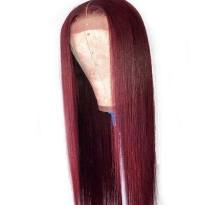 China #99j Brazilian Virgin Hair Silky Straight Glueless Color Long Straight Human Hair Wig 13X4 Lace Front Wig #99j for sale