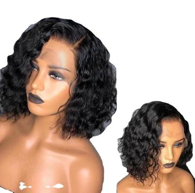 China Glueless Brazilian Hair Natural Color Short Curly Style Virgin Haman Hair Wig 13X4 Lace Front Wig for sale