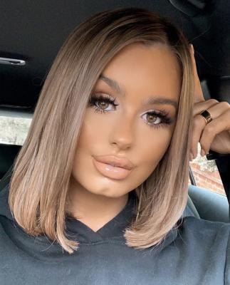 China Color Bob Wigs Heat Resistant Synthetic Highlight Bob Straight Synthetic Lace Wig Women's Bob Straight Wave Short Wigs for sale