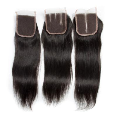 China China Supplier High Quality Cheap Unprocessed 100% Virgin Human Hair Strong Weft Doubles Machine Straight Lace Closures for sale