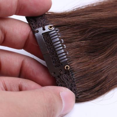 China #4 Brown Strong Double Machine Color Weft Clip In Hair Extension 100g Straight Cilp In Hair Extensions For Black Women for sale