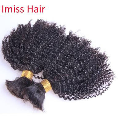 China Machine Strong Double Weft Afro Curly Bulk Hair For Braiding Virgin Malaysian Remy Afro Curly Hair Bulk Wholesale for sale