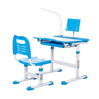 China Eco-friendly kids study table and chair for kids with LED lamp and reading board for sale