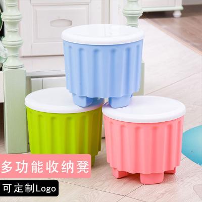 China Eco-friendly Cartoon Plastic Kid's Toy Storage Stools for sale