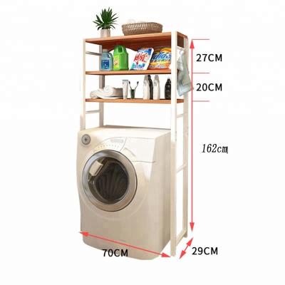 China Bathroom Furniture General Use Washing Machine Rack Toiletries Storage Environmental Friendly Wood Rack for sale