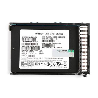 China SSD Advanced 872352-B21 872522-001 866614-004 2.5 Inch DS SATA-6G Mixed Use For G9 G10 1.92TB Server SSD for sale