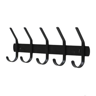 China Modern Wall Mounted Metal Coat Rack Wall Hooks Durable Black Metal Coat Rack for sale