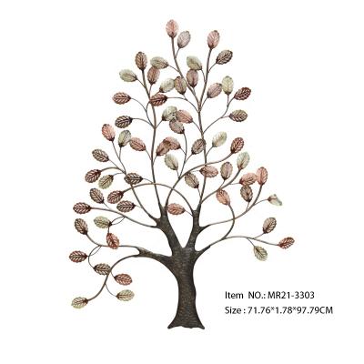 China Minimalist Ming Rich Modern Metal Crafts Wall Hanging Metal Tree Wall Art For Hotel for sale