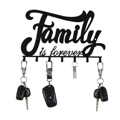 China Minimalist Family Is Forever Wall Mounted Key Hanger Rack Metal Key Holder For Wall for sale