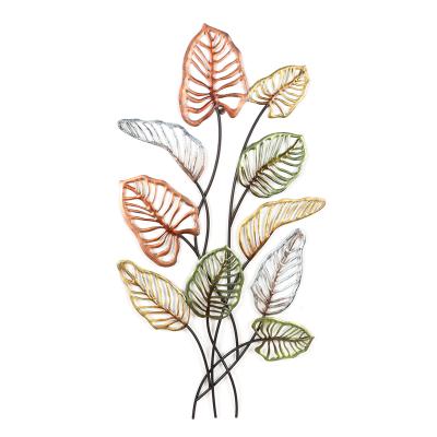 China Contemporary Art Tree Leaf Metal Wall Decor Sculptures Life Decoration Golden Wall Hanging For Living Room for sale