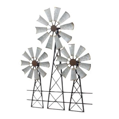 China Art Decor Iron Wall Decor For Living Room Vintage Galvanized Metal Windmill For Wall Decor for sale