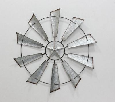 China Traditional Farmhouse Galvanized Rustic Wall Art Windmill Wall Sculpture Home Decor Metal Decoration for sale