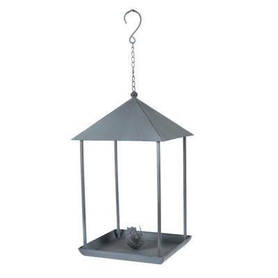 China Non-automatic Bird Feeder Set of Two Birds Hanging Tray Gray Antique Metal Roof Tray for sale