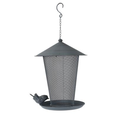 China Gray Wild Bird Feeder Hanging non-automatic the garden yard outside decoration metal bird feeder for sale