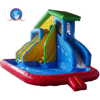 China Game Park Pool Water Slide inflatable water slide with pool for sale