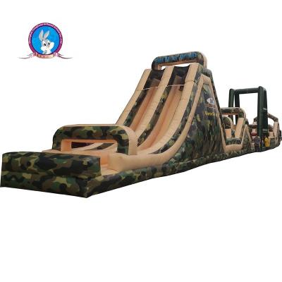 China camouflage boot camp inflatable obstacle course with swing for sale