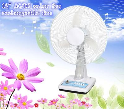 China Plastic Rechargeable AC DC Fan With Light Household 12v Solar Fan With Cheap Price for sale