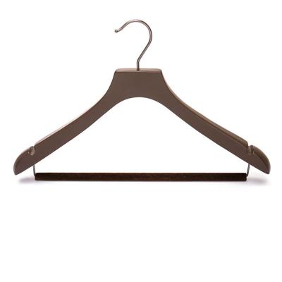 China Fashion CLASSIC Multifunctional Durable Non-slip Wooden Suit Hanger With Bar At The Bottom for sale