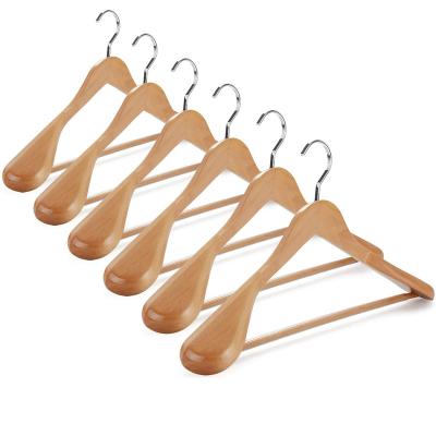 China Factory direct high quality minimalist wide shoulder hanger wood hanger clothes metal hook hanger wood rack for sale