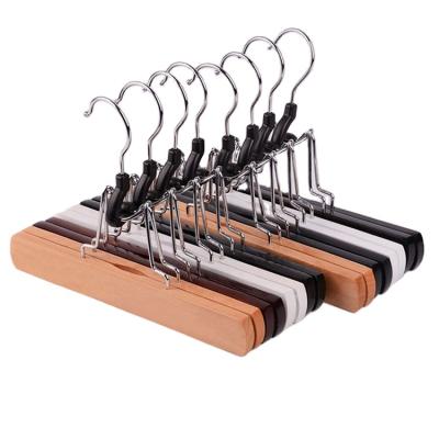 China CLASSIC Durable Anti-Slip Hanger Clamp Natural Wood Trouser Hanger for sale